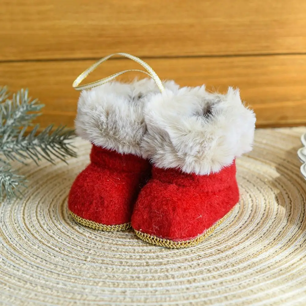 Decorative Christmas Boots Pendant Soft Plush/Cloth Christmas Knitted Shoes Ornament Hanging Boots Shape