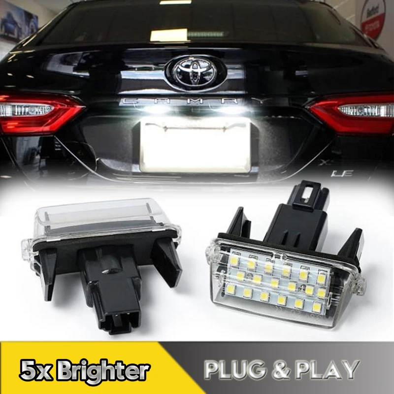 

2Pcs LED Number License Plate Light Lamps For Toyota Camry Yaris Prius Corolla Highlander Voah Vitz Vios Auris Car Accessories