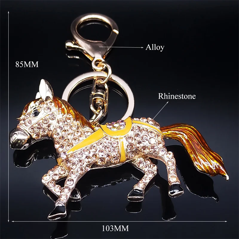 Fashion Horse Keychain for Women Men Gold Color Animal Key Chains Holder HandBag Pendant for Car Best Gift Jewelry llaveros