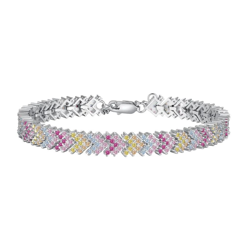 

Fashionable and Versatile 925 Silver Bracelet with A High-end Rainbow Colored Zircon Inlaid Light Luxury and Exquisite Bracelet