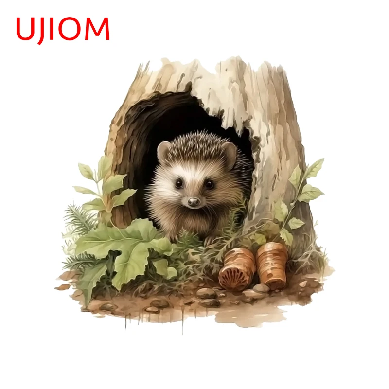 UJIOM 13cm X 12.9cm  Cartoon Personality Hedgehog Hole Wall Stickers Refrigerator Anime Decal Creativite Decoration Chambre