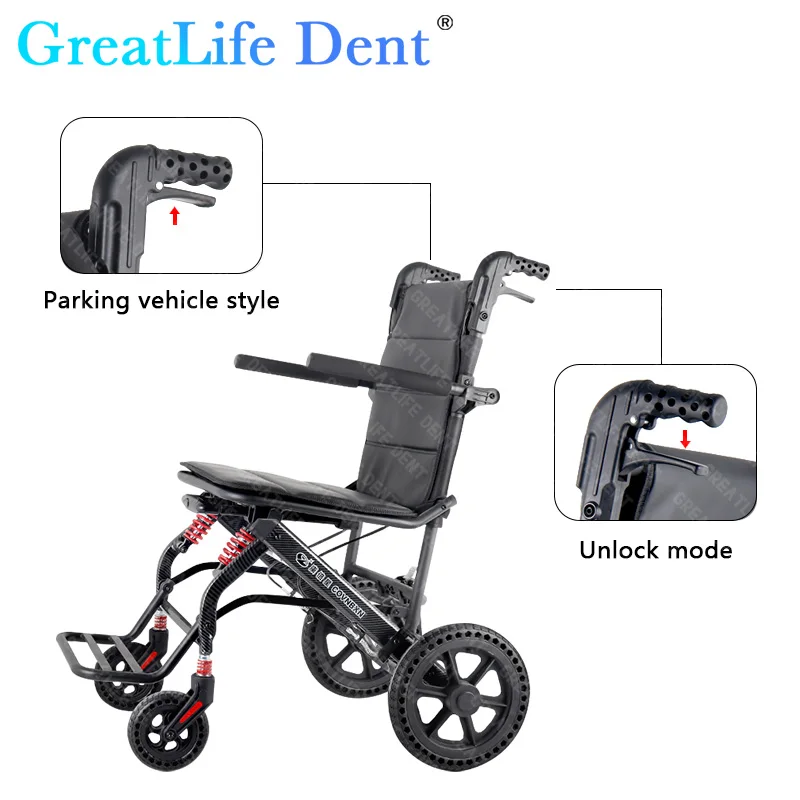 GreatLife Dent Thickened Aluminum Alloy Wheelchair for the Elderly Wheelchair Disabled Portable Foldable Double Frame Hand Push