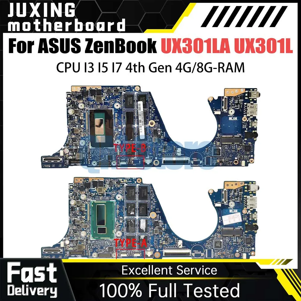 

UX301LA Notebook Mainboard For ASUS ZENBOOK UX301L UX301 Laptop Motherboard I3 I5 I7 4th Gen CPU 8GB RAM