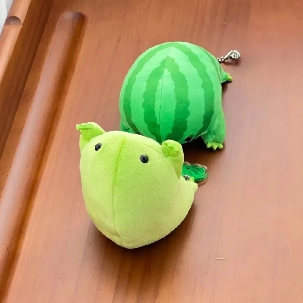 Kawaii Cartoon Anime Green Frog Plush Keychain Decompress Animals Fluffy Frog Figurine Soft Frog Plushie Pendant Cute Ornaments