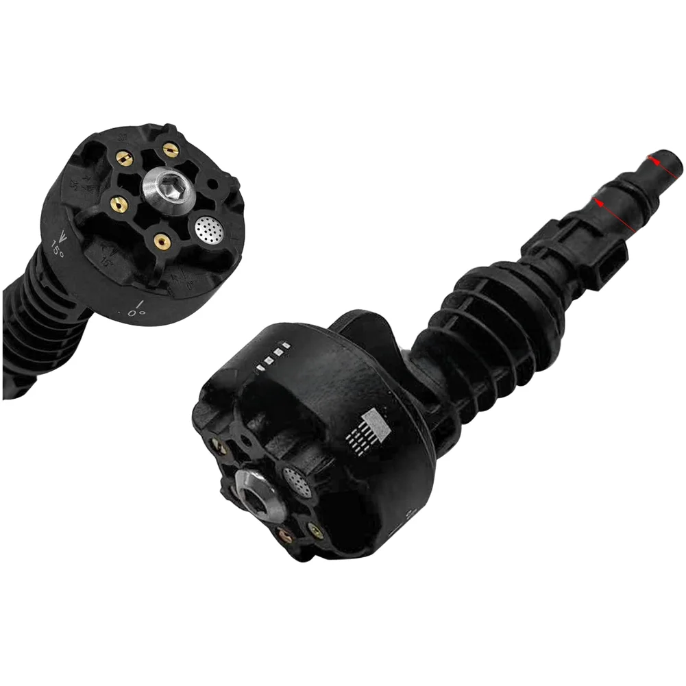 6 In 1 High Pressure Cleaner Nozzle Adjustable Spray Angles 360 Rotation For Car Wash Bowl Water Cleaning Tool Plastic Black
