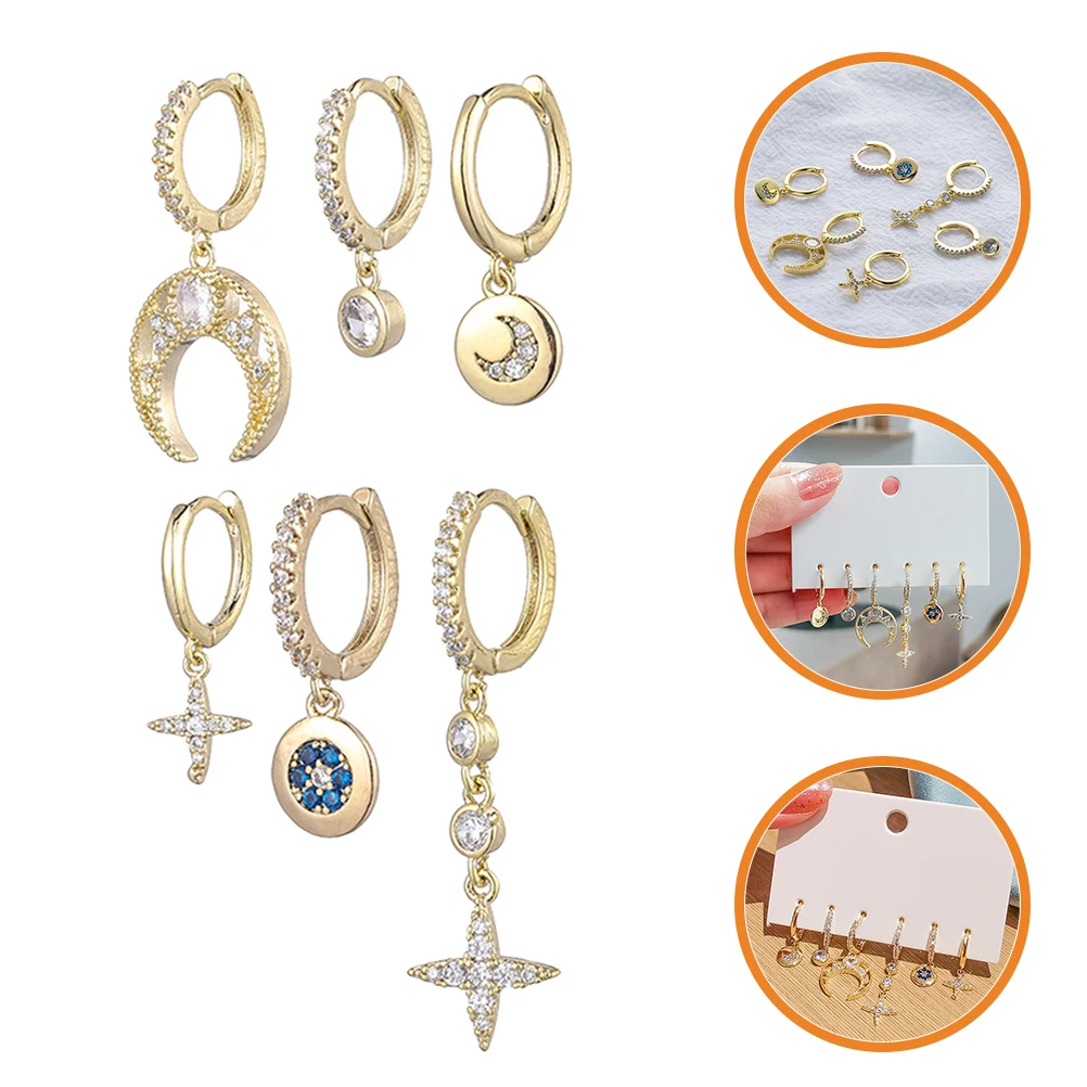 

1 Set Moon Star Dangle Earrings Elegant Ladies' Ear Drops Jewelrywomen'S Multipack Earrings For Birthday Dance Party Formal