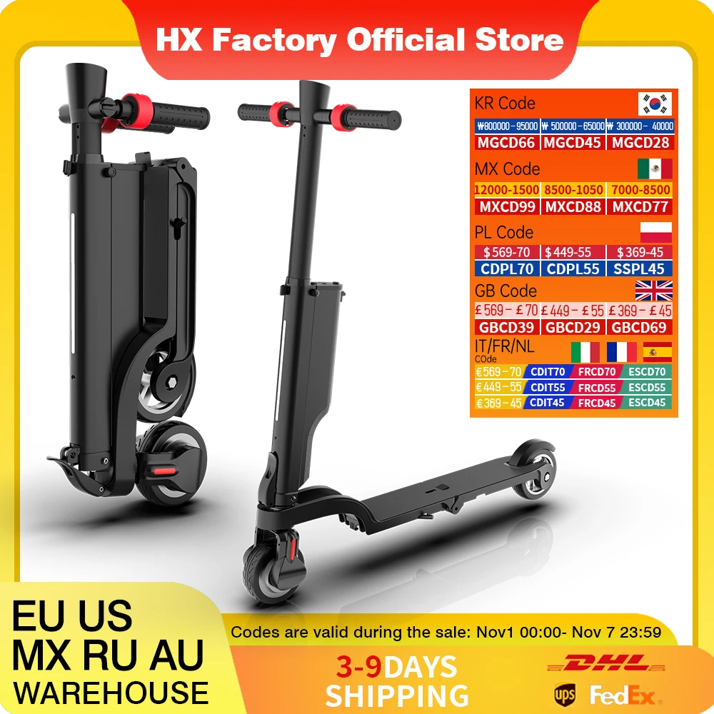 HX X6 electric scooter Foldable 350W 25KM/H Electric scooters 7.5AH 36V E Scooter 5.5 Inch Escooter for Adults