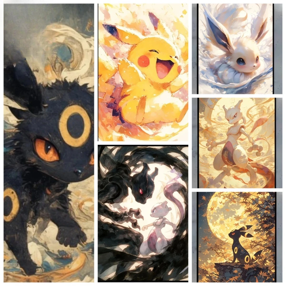 Image of Ölgemälde nach Zahlen, niedlicher Cartoon-Pikachu, Heimdekoration, Schlafzimmer, Wohnzimmer, Dekor, Geschenk, lustige Geschenke für Freunde, Rahmen