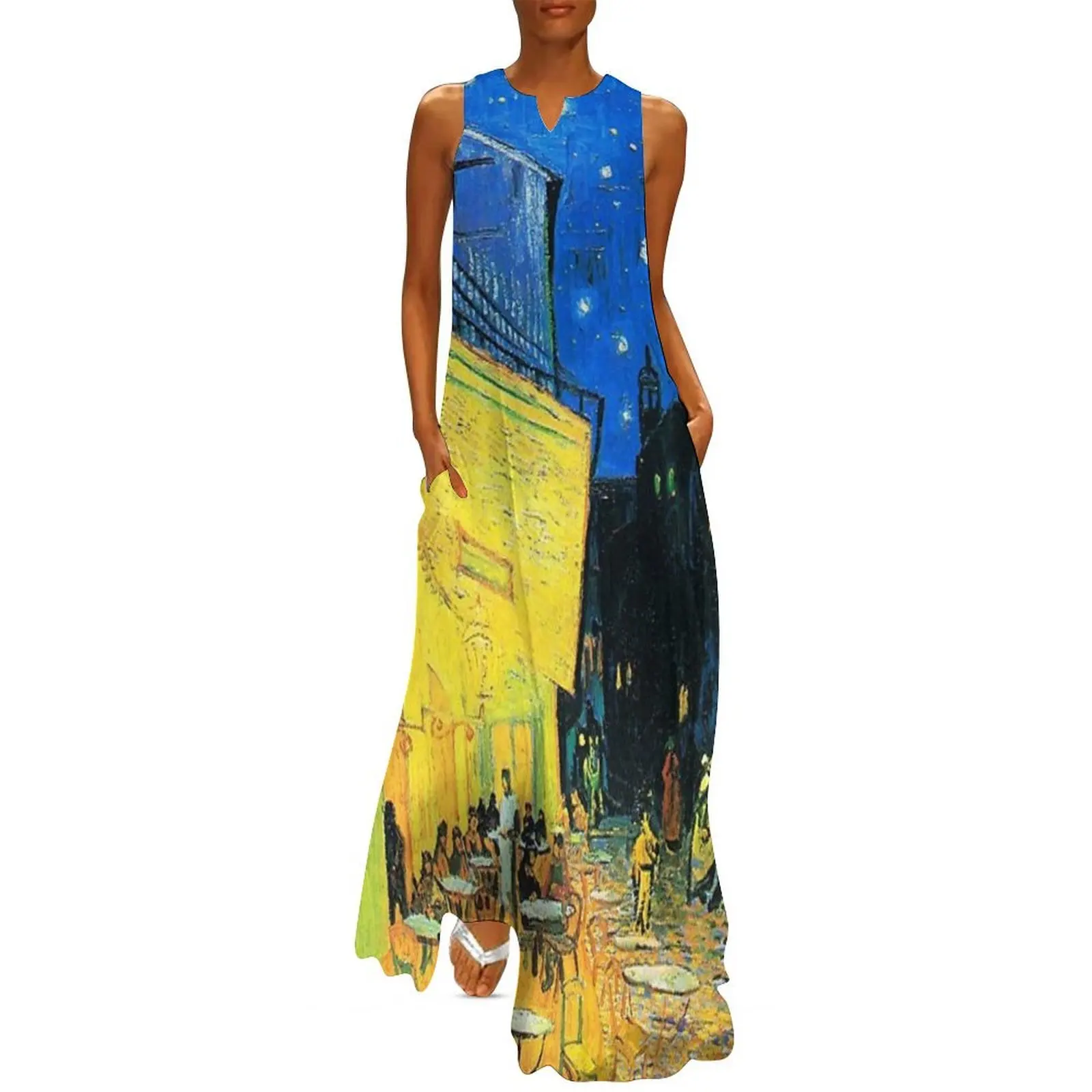 

Van Gogh - Cafe Terrace, cafe terrace at night elements of art Long Dress luxury woman evening dress Casual dresses