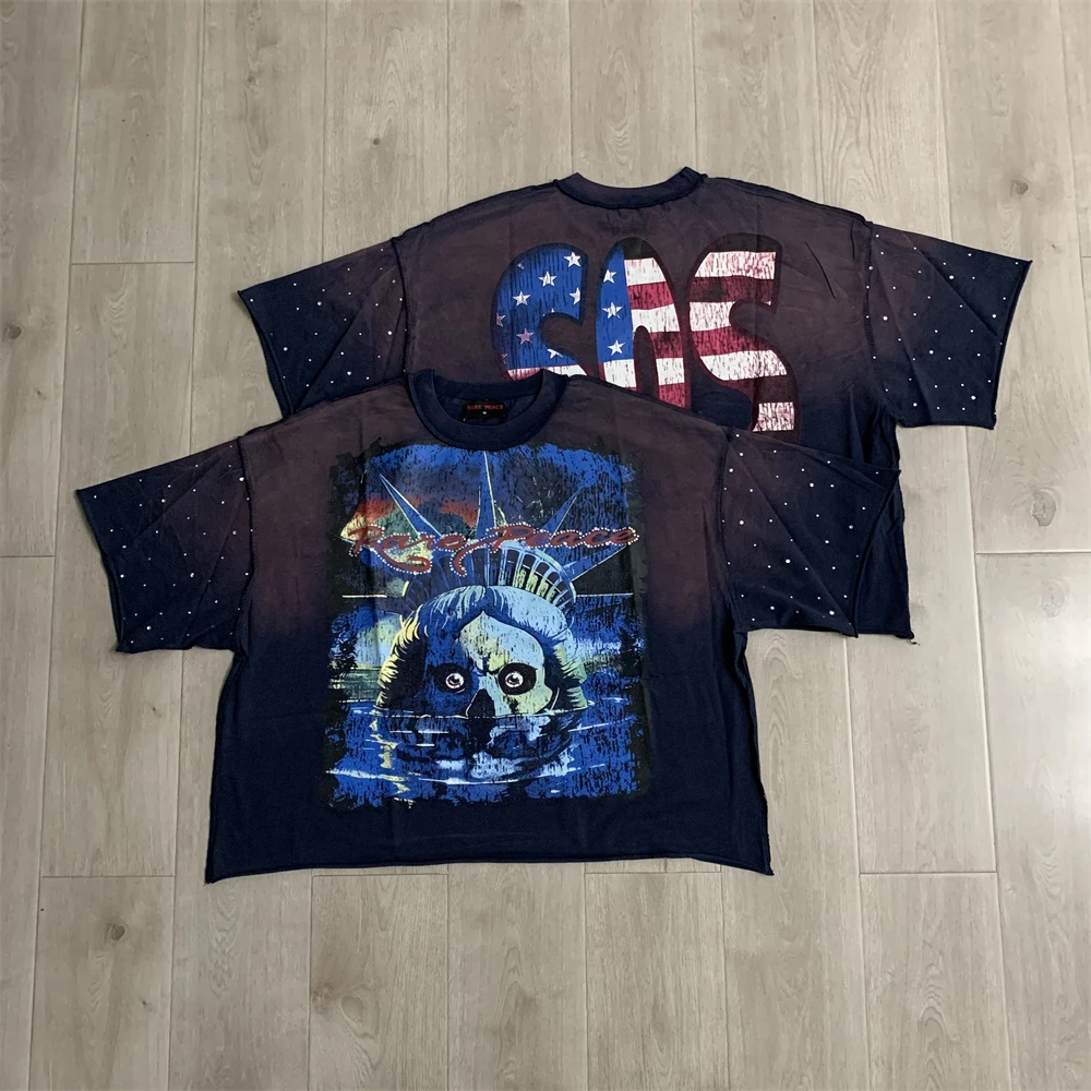 Tie-dye RARE PEACE Enraged Graphic Crop T Shirt Men Women Tee Tops T-Shirt