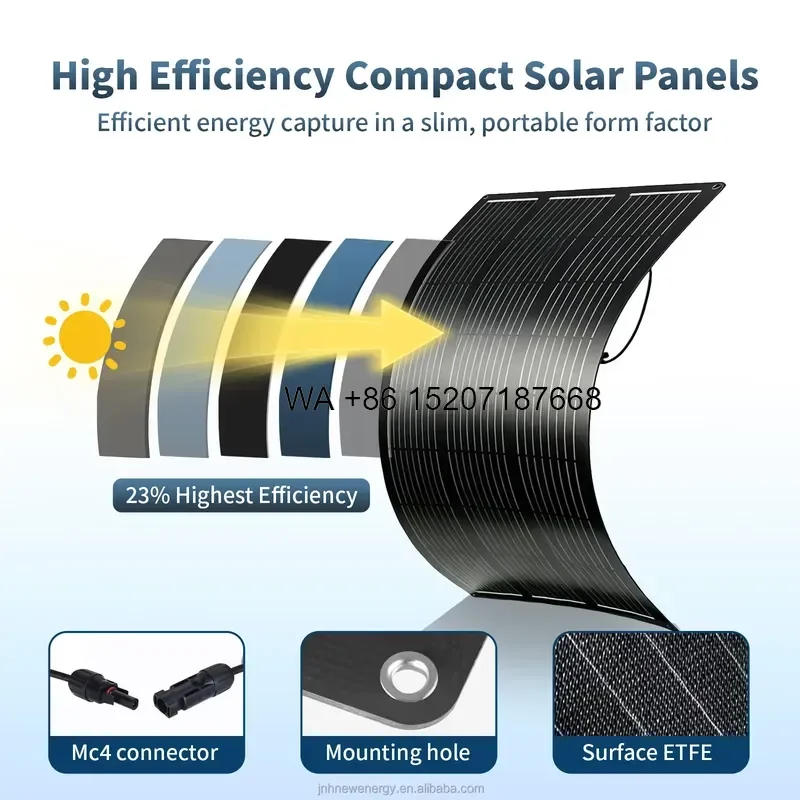 Wmwmnu 100W Flexible Solar Panel Monocrystalline IP67 Waterproof Bendable for RV Boat Camping Roof CE RoHS OEM ODM