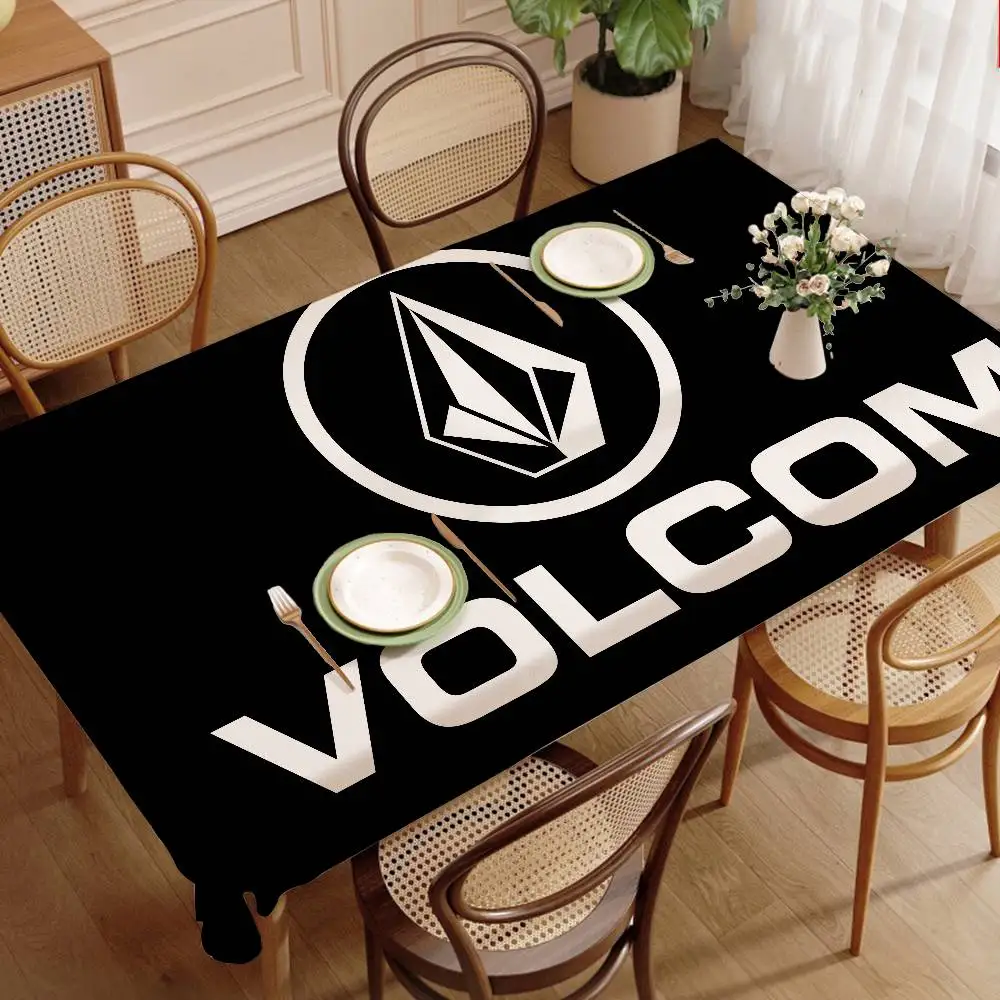Logo V-Volcom Polyester Waterproof Tablecloth Bedside Table Dustproof Decorative Cloth Living Room Coffee Tablecloth