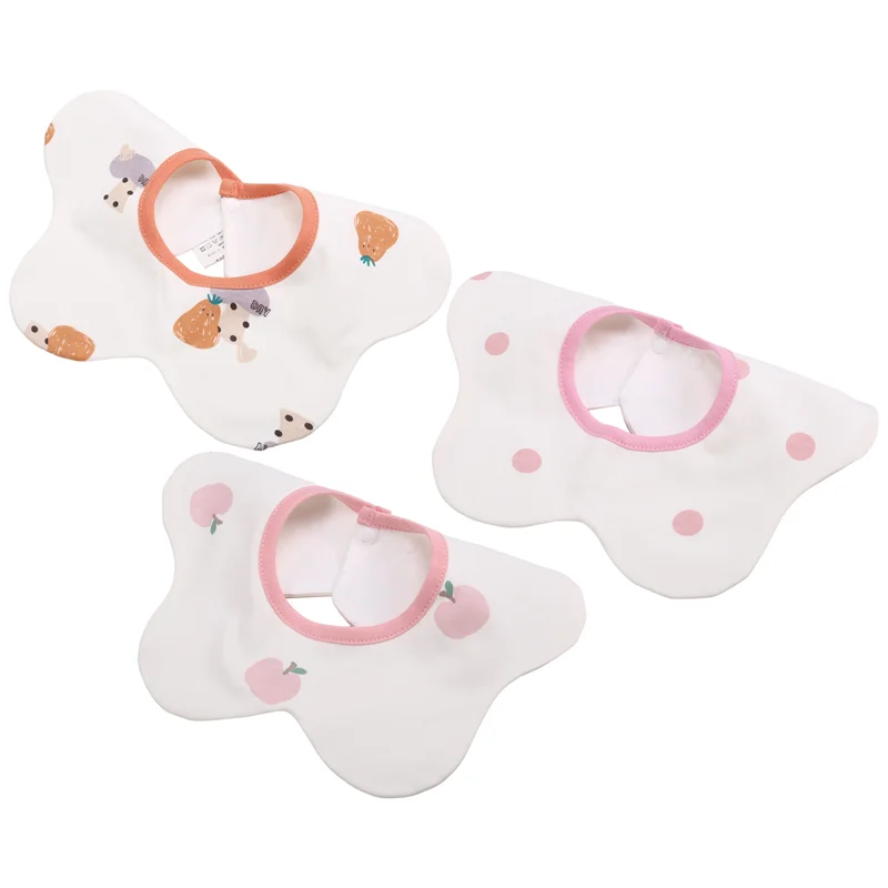 

A63T-360° Rotate Organic Cotton Baby Bibs 3-Pack, Adjustable Muslin Bibs For Teething & Drooling, Unisex