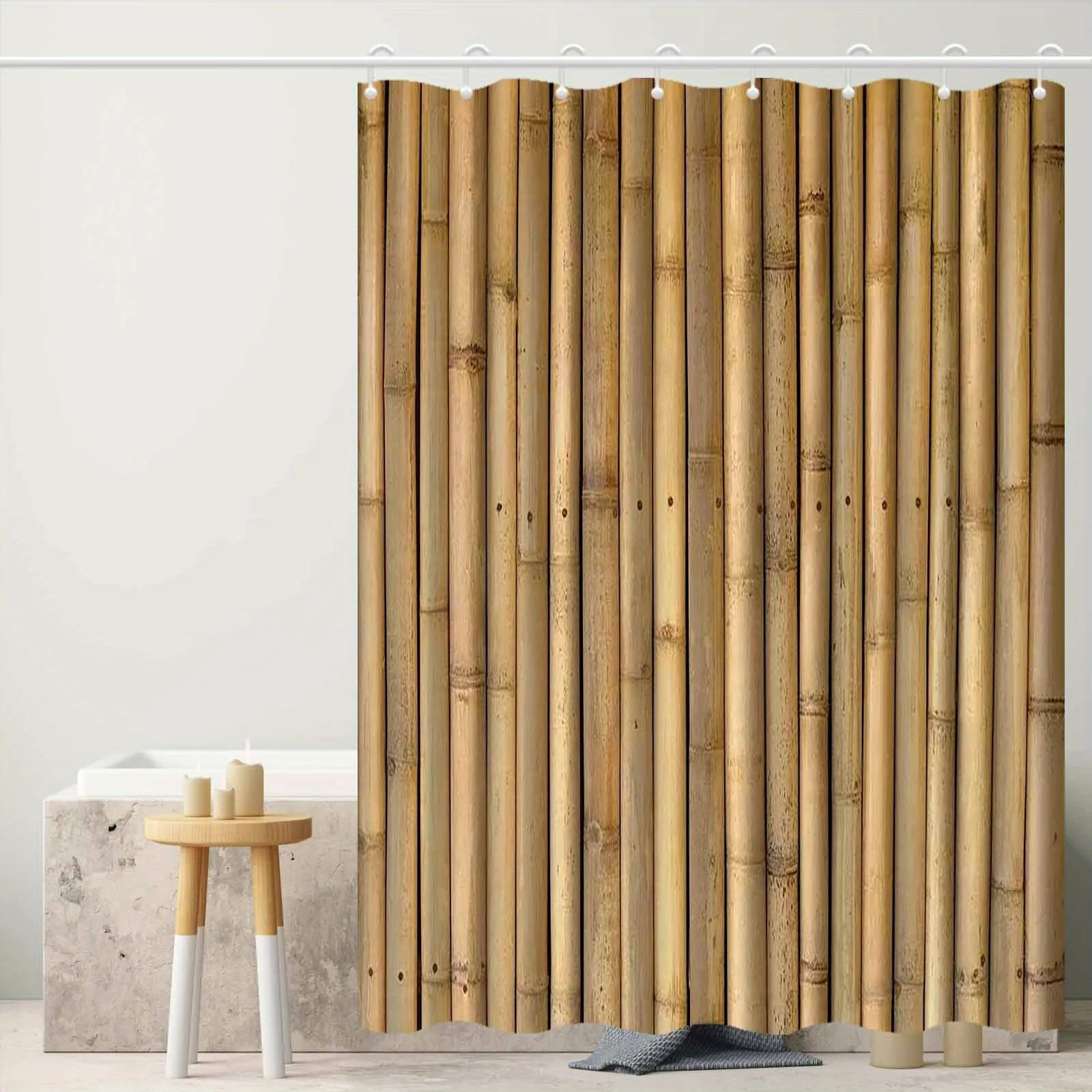 

Занавеска для душа, предназначенная с натуральным бамбуком создает простой и экологически чистый внешний вид в ванной комнате, идеально