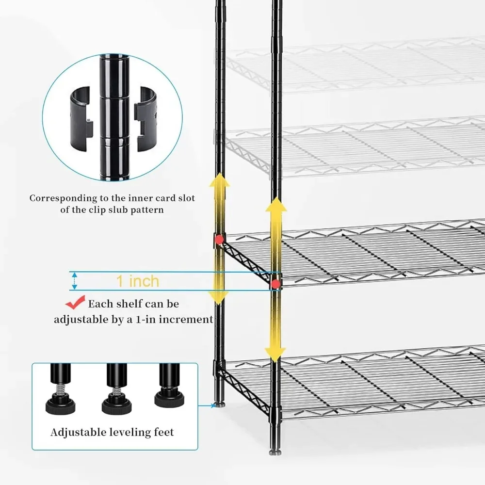 Santoy-estantes de almacenamiento ajustables de 3 niveles, Unidad de estante de Metal para cocina, baño, despensa, armario y dormitorio