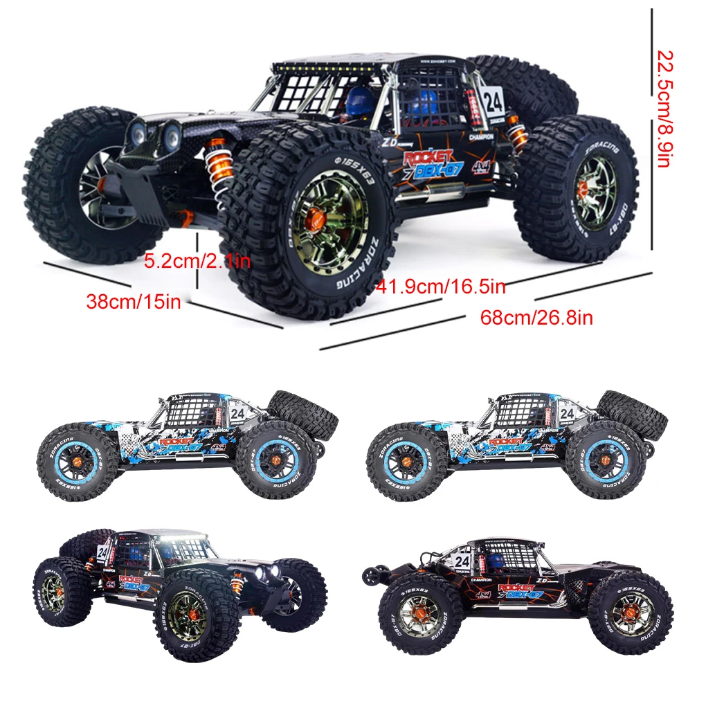 1/7 ZD Racing DBX-07 6S 4x4 فرش RC التحكم عن بعد محاكاة الكهربائية 4WD على الطرق الوعرة سيارة شاحنة صحراوية مع الفرامل الميكانيكية #6