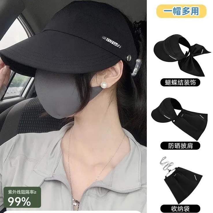 

Sunscreen Hat women's Empty Top Tied Ponytail Duck Tongue Fisherman Hat Summer Outdoor Face Covering Sun Hats UV Mz148