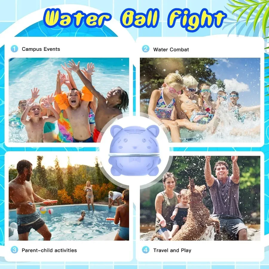 Palloncini d'acqua magnetici riutilizzabili per adulti Palline antispruzzo per bombe d'acqua ricaricabili autosigillanti a riempimento rapido con modelli squisiti
