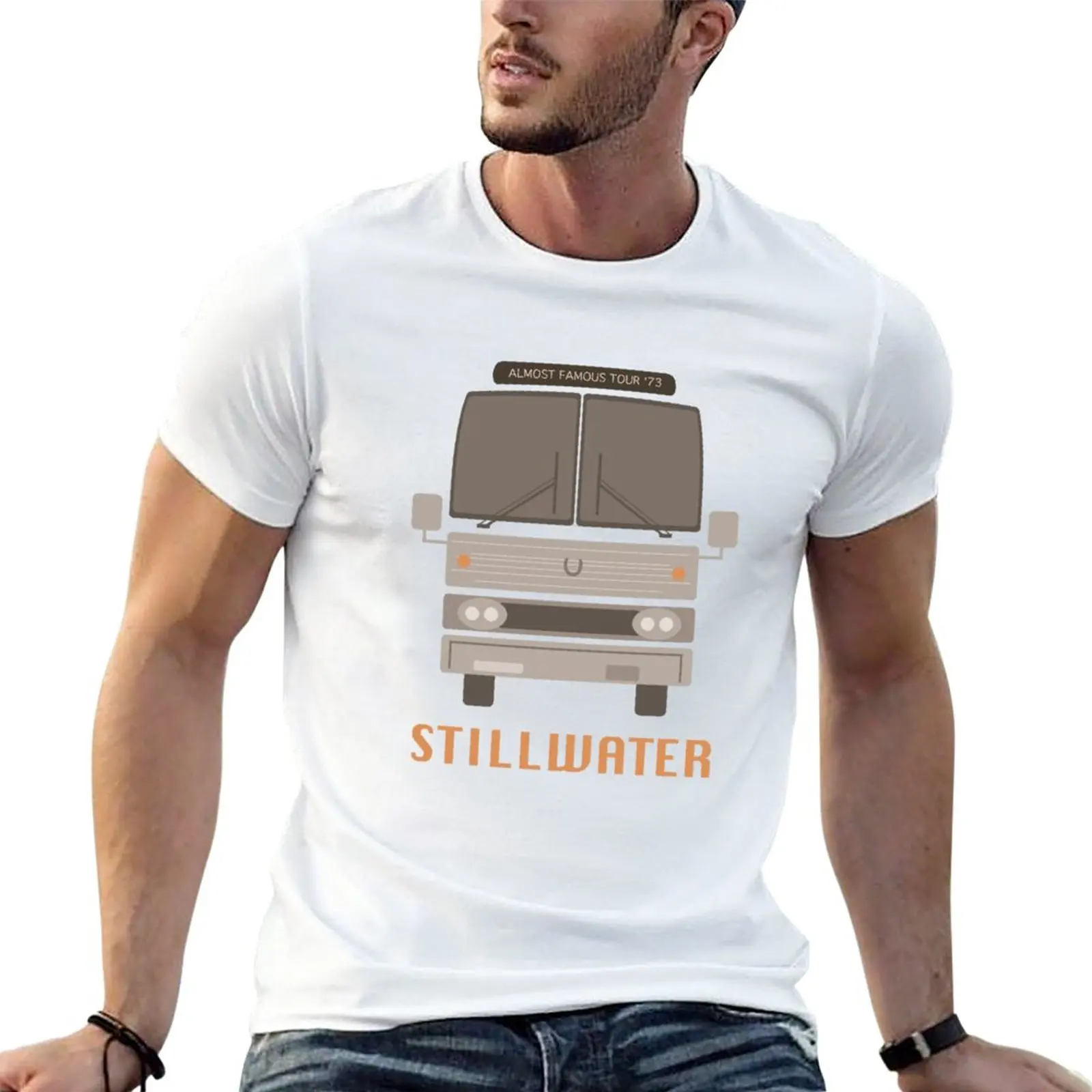

New Almost Famous Stillwater Tour Bus T-Shirt customs blue archive sports fans men tshirt