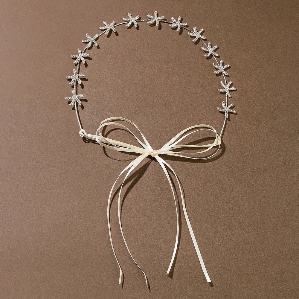 Fasce per capelli diademi accessori da sposa per donna fasce per capelli con strass a forma di stella marina fata sposa principessa copricapo