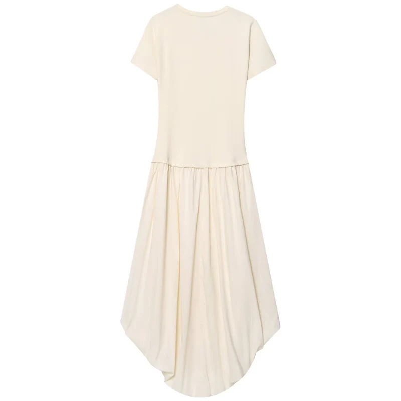 HXAO 2025 فساتين بالون نسائية صيفية أنيقة للحفلات المسائية فساتين طويلة أوف وايت مرقعة بأكمام قصيرة فستان أنيق #3