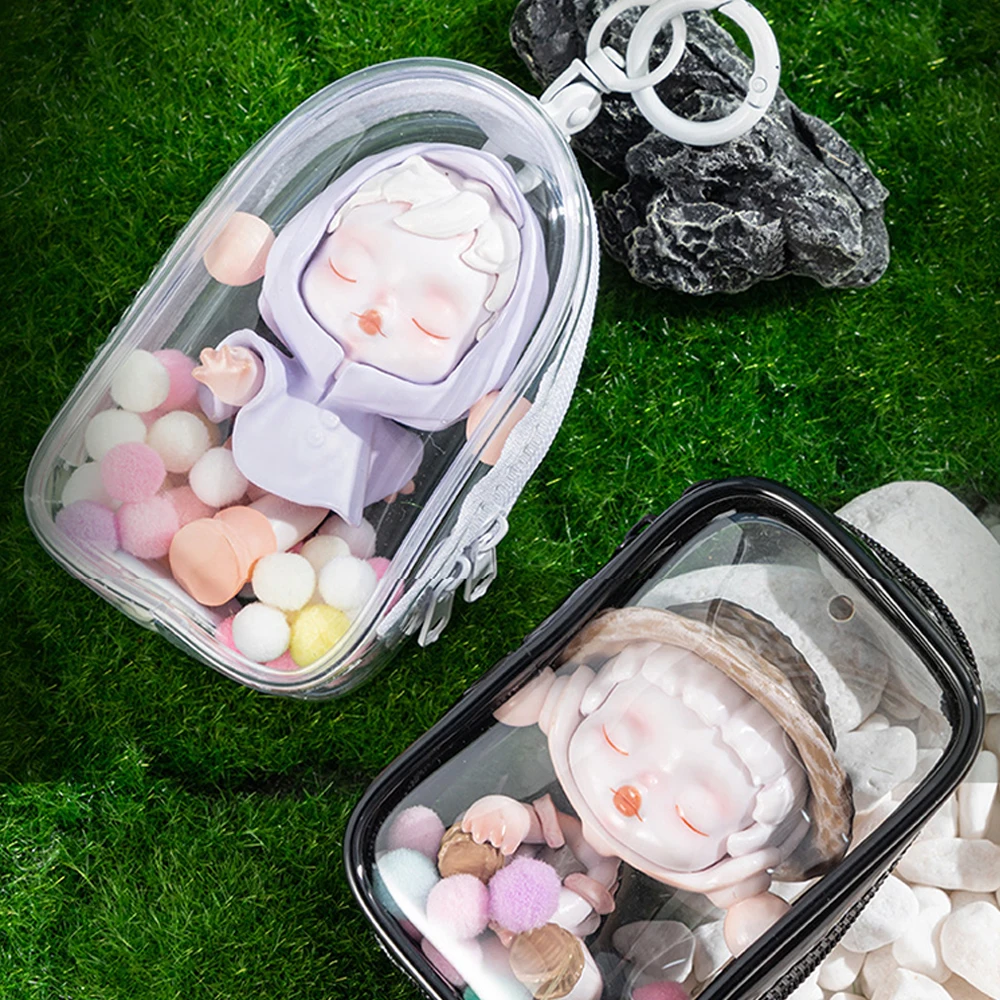 Classic Transparent Doll Bag Candy Color Mystery Box Thicken Organizer Box Double Zippers Plush Dolls Storage Pouch Wallet