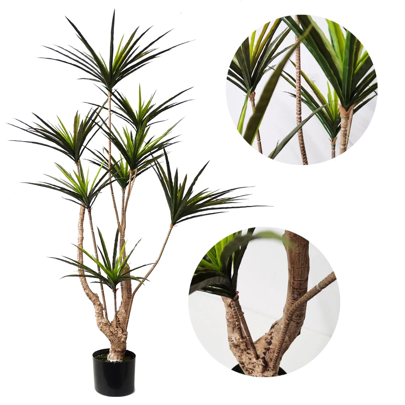 90-150cm Large Artificial Dracaena Plants Tropical Potted Tree Fake Plastic Palm Leaves Cycas Plant For Home Garden Indoor Decor