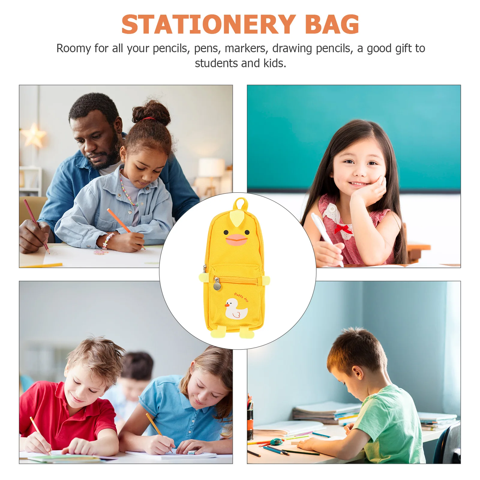 

Canvas Stationery Bag Large Capacity Wear Resistant Pencil Case Student Kids Pen Pouch Zipper School Accessories Storage