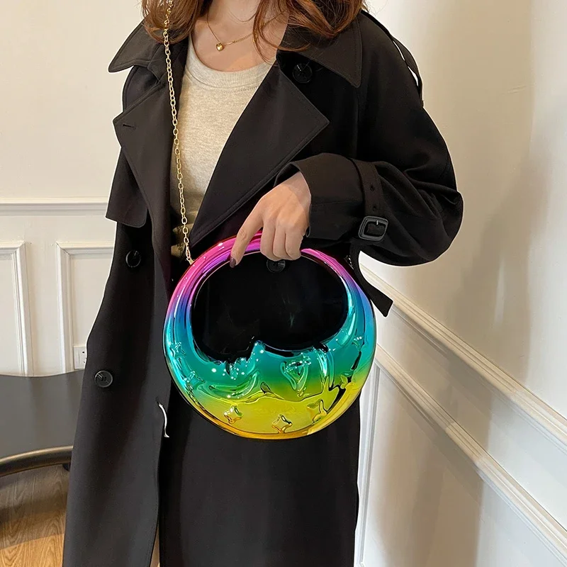 PVC Metallic Gloss Half Moon Banquet Women's Bag Hot Selling Creative Design Women's Handbag 2025 New Luxury Handbag image 5