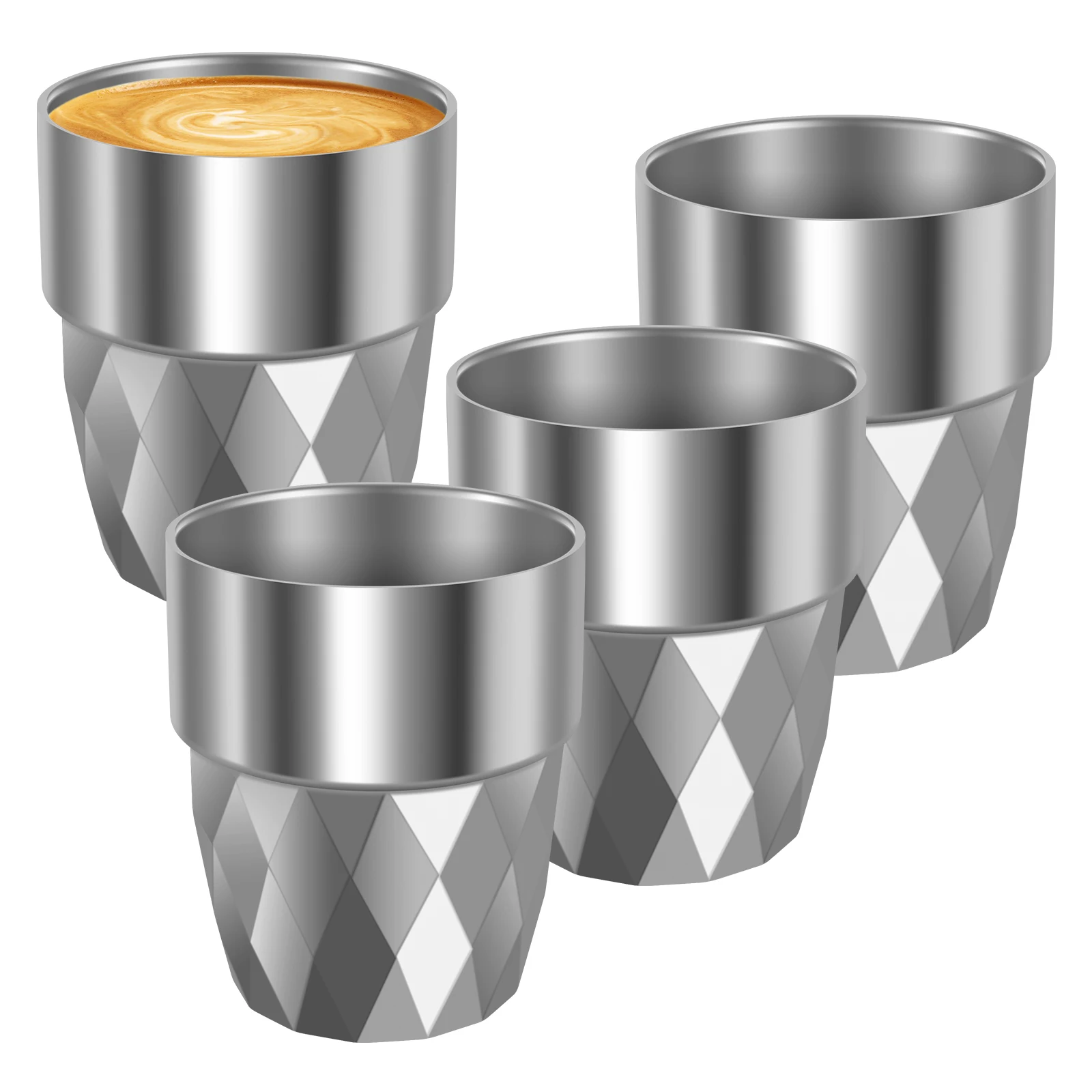 4Pcs 300ml Stainless Steel Insulated Cups Kit Small Double Layer Water Tumbler Set Versatile Coffee Insulated Cup for Home Use
