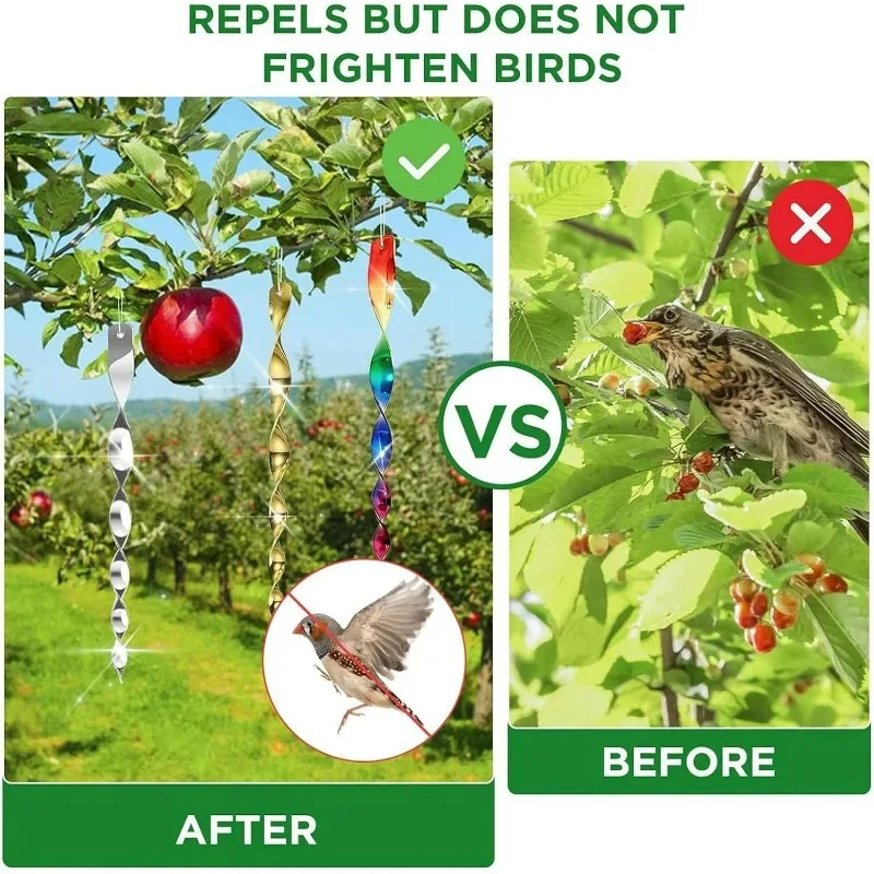 Reflective Bird Repellent Spiral Rod Colorful Anti Bird Scare Garden Tool Spiral Bird Repellent Stick Hanging Decor Garden Decor