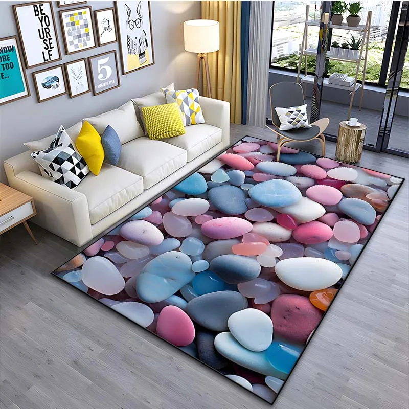 Cobblestone Pebbles Stone Printed Pattern Floor Rug 15 Size Living Room Bedroom Bedside Bathroom Floor Mat Home Decor Area Rug