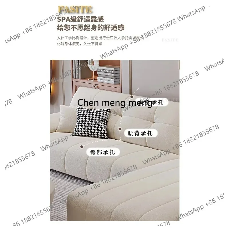 E136  Living room small apartment Italian minimalist straight row movable backrest cat scratching fabric leave-in sofa straight