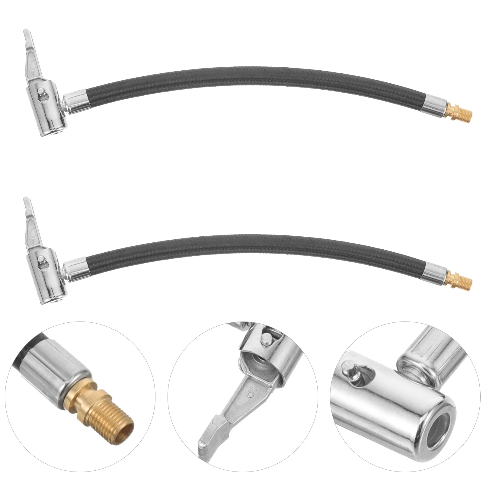 

2pcs Air Pump Extension Hose Rubber Black Abrasion Resistant Fast Inflation Tire Inflator Tube For Car Air Compressor Accessory