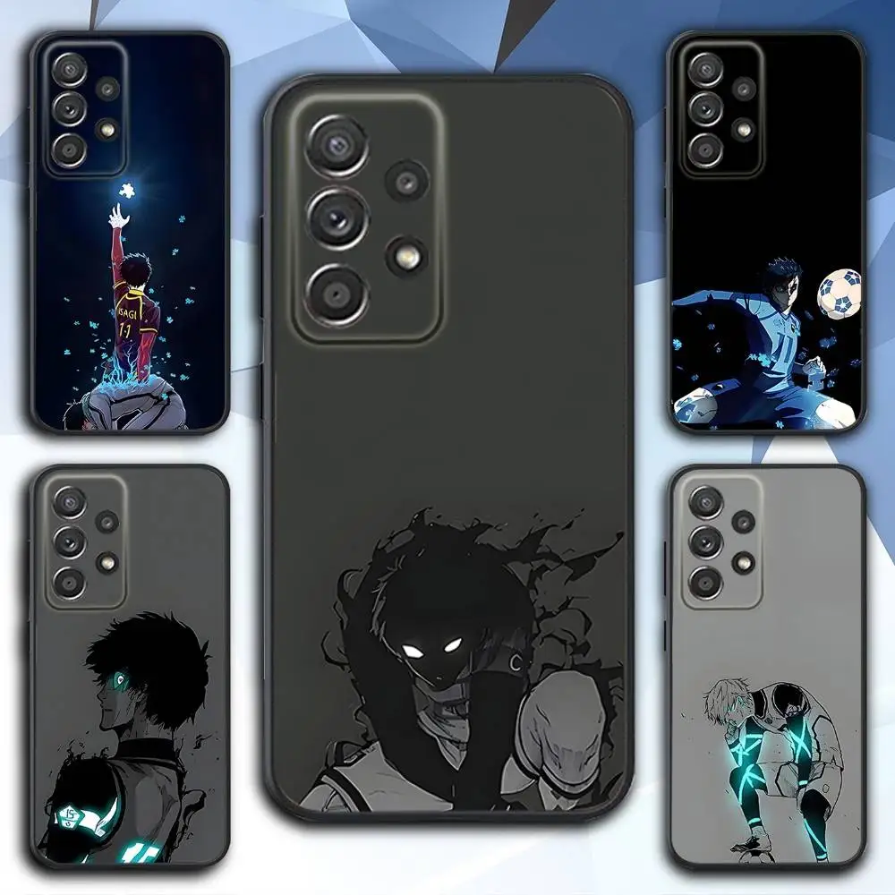 

Anime B-Blue L-Lock Phone Case For Samsung S 25,24,23,22,30,21,10,9,Ultra,Plus,Lite,FE,4,5 G Soft Black Case
