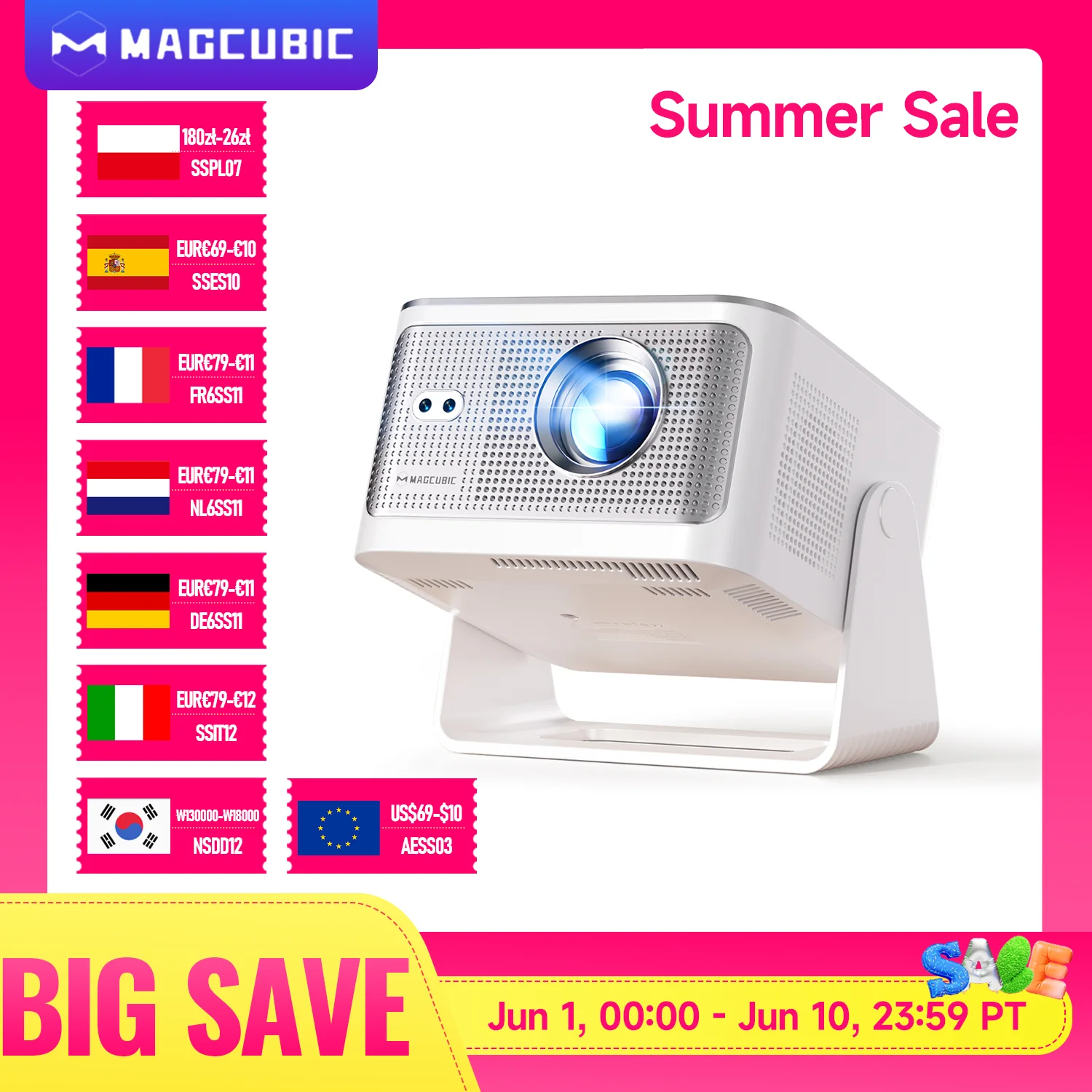 Magcubic Android 14 900ANSI projecteur mise au point automatique natif 1080P Support 8K avec Wifi6 BT5.4 film Portable extérieur HY350Max