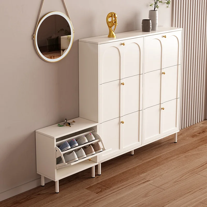 European Vertical Shoe Rack Seat Bench Modern Living Room Shoe Cabinet Storage Wooden Gabinetes De Sapatos Home Furniture