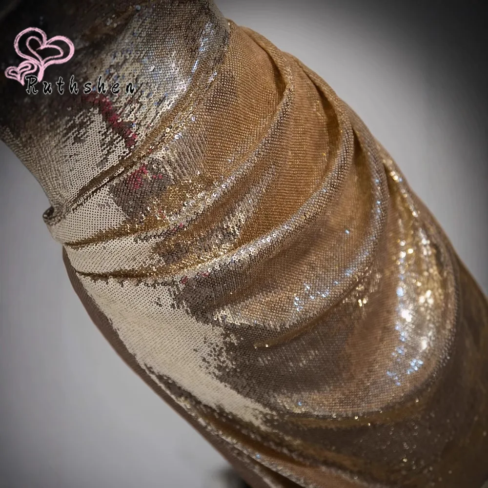 Vestidos de noite luxo 2025 elegante ouro lantejoulas feminino vestidos formais vestidos de fiesta personalizado Плаusingе На Выпускной personalizado