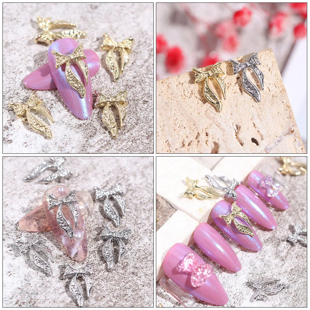 100 sztuk łuk wiertła do paznokci 3D Charms naklejki akcesoria dżetów przedmioty dekoracyjne DIY Manicure naszywki paznokci początkujący ekspert