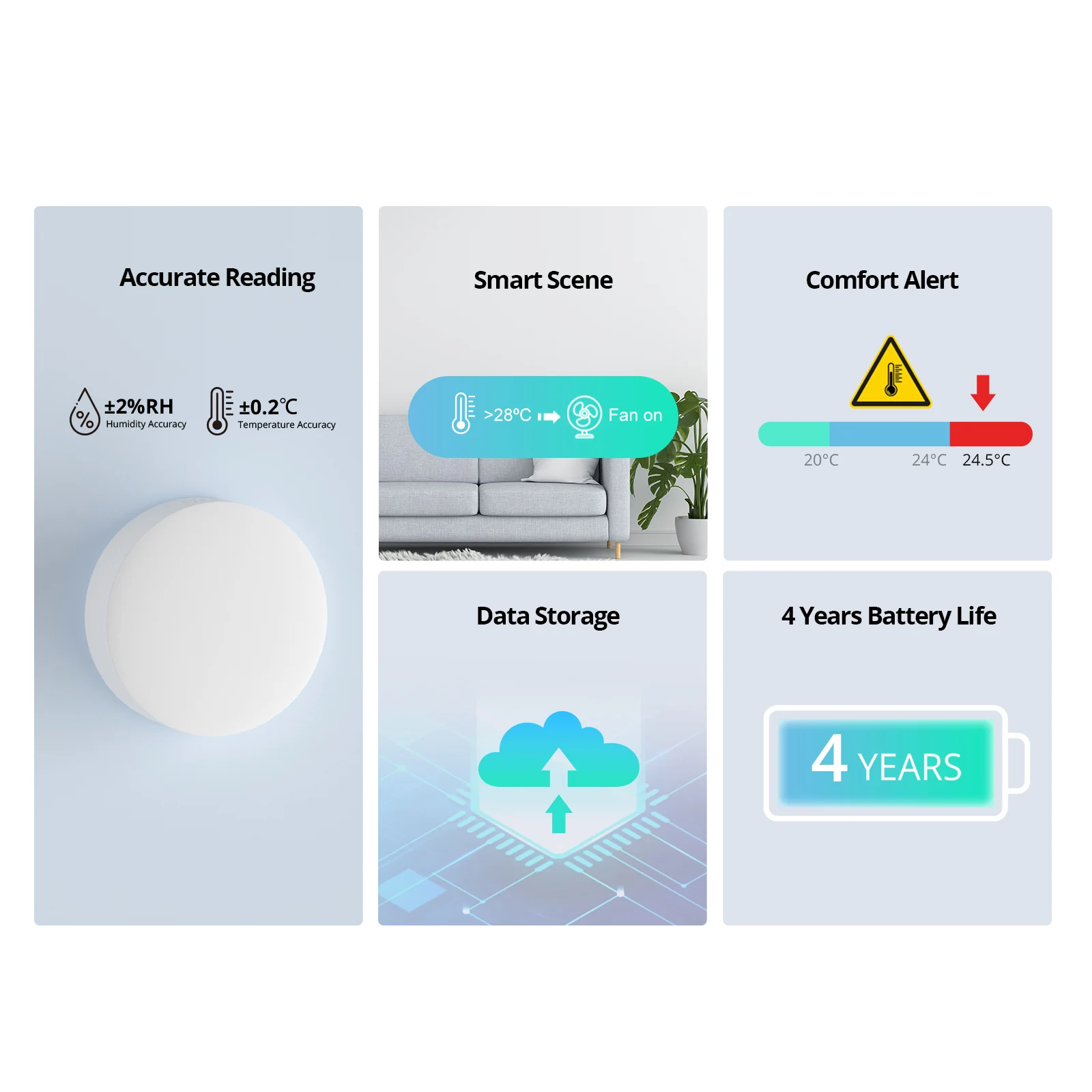 SONOFF SNZB-02P Zigbee Temperature Humidity Sensor 1-10PCS Smart Home Works with SONOFF iHost, ZB Bridge-P, ZBDongle-E