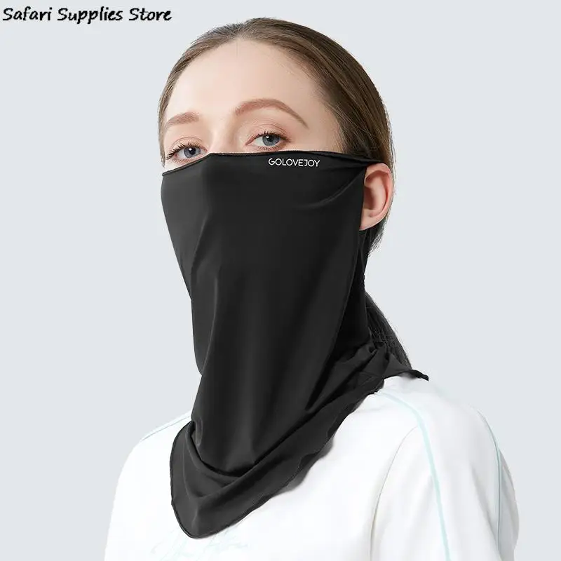 Ice Silk Sunscreen Mask Women Summer Anti-Uv Quick-Drying Face Cover Scarf Breathable Lady Neck Protection Hanging Ear Headband