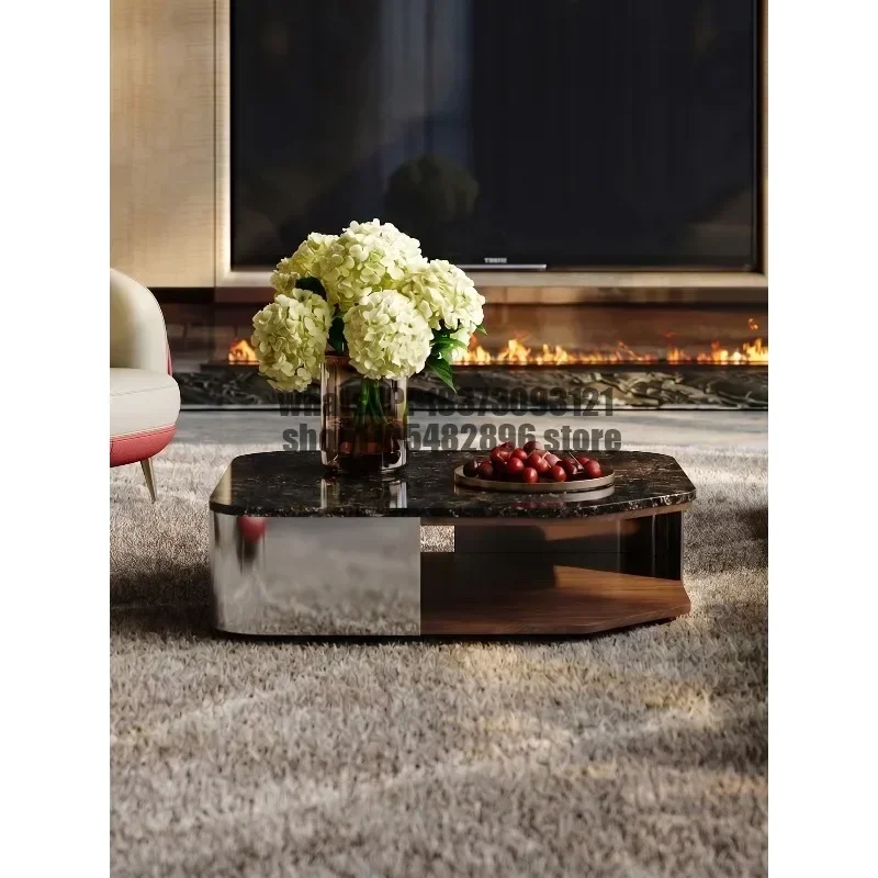 Minimalist light luxury natural luxury stone coffee table Household square marble coffee table