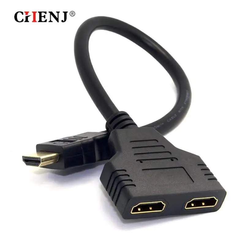 HDMI Splitter Adapter Cable HDMI Splitter 1 in 2 Out HDMI Male to Dual HDMI Female 1 to 2 Way Converter for HDMI HD LED LCD TV