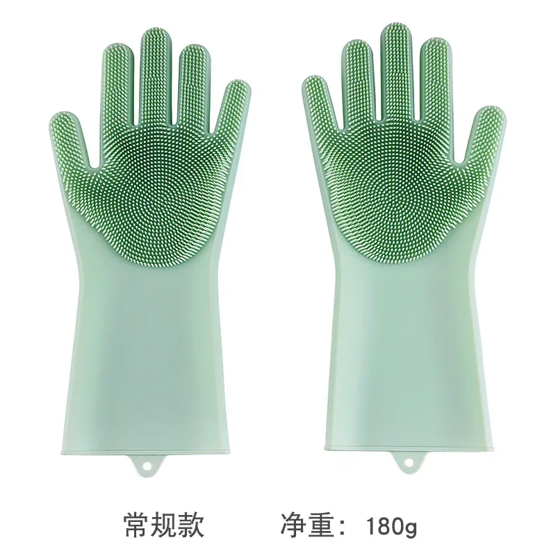 Magic Silicone Dishwashing Scrubber Dish Washing Sponge Rubber Scrub Gloves Kitchen Cleaning 1 Pair