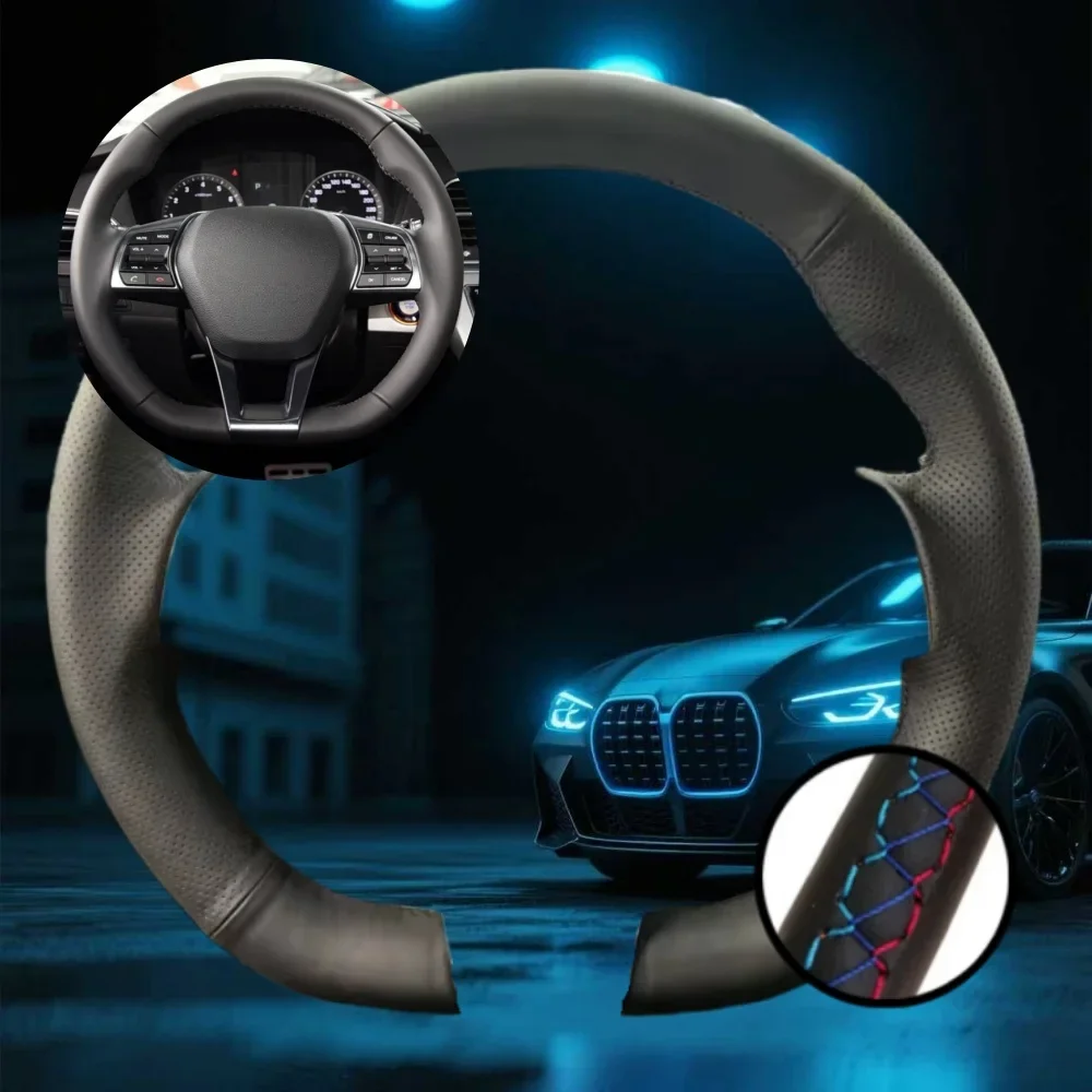 

Плетеный чехол на руль автомобиля по индивидуальному заказу для Hyundai Sonata 9 2015 2016, нескользящие автомобильные аксессуары, сшитая вручную накидка на руль