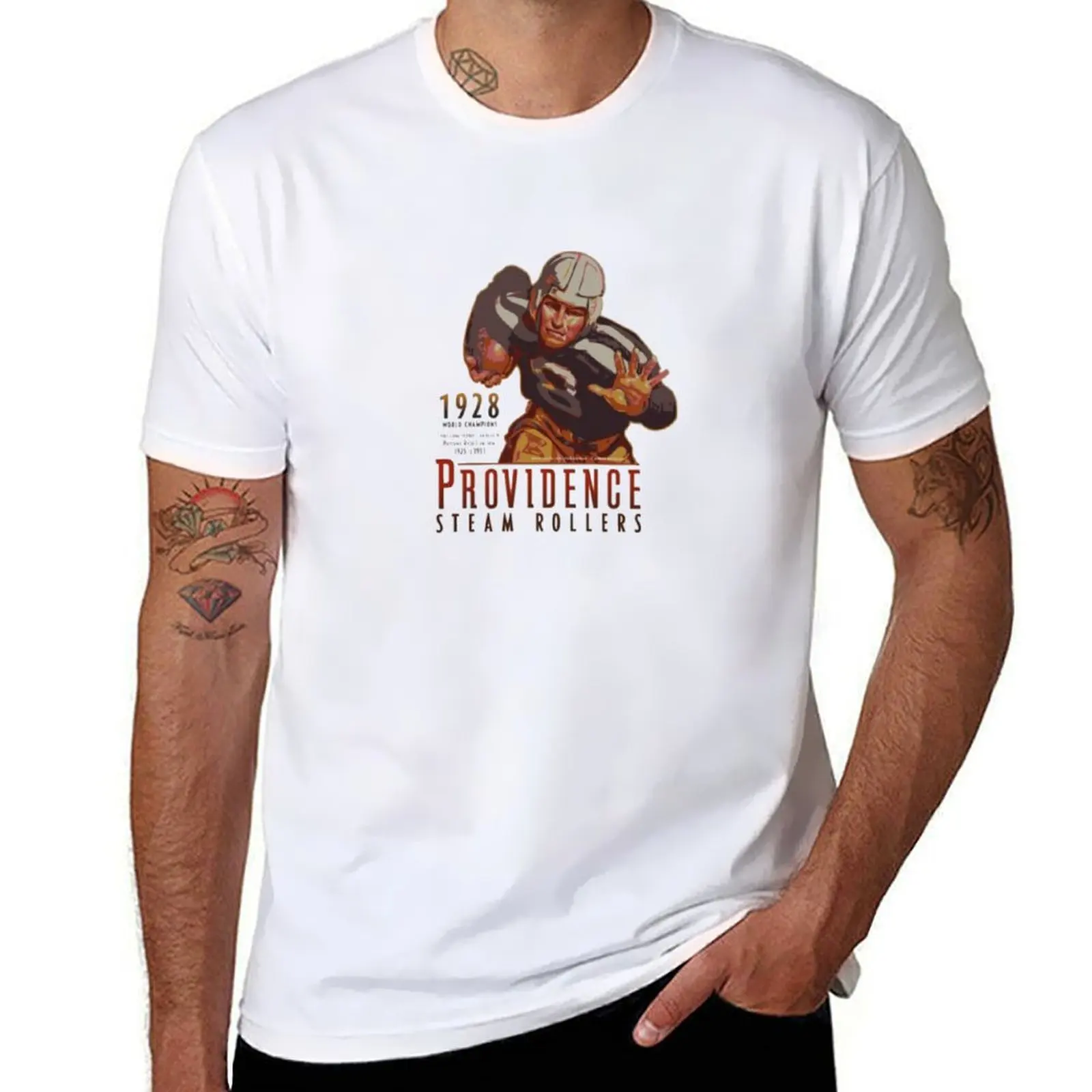 

Football Team Providence Steam Roller Vintage Retro Emblem T-Shirt t shirts cotton 100% t shirt custom print T-Shirt