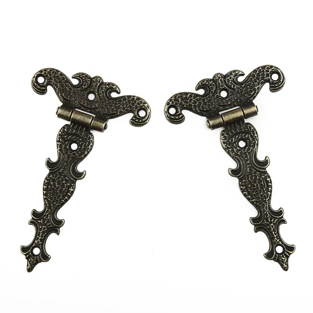 2pcs Alloy Hinge Retro Bronze Zinc Alloy Butt Hinges Antique Wooden Box Decorative Hinge Anti-rust For Home Office