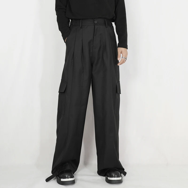 NDNBF Spring Casual Pants, Men's Versatile Suit Pants, Small and Unique Design, Loose Wide Legs, Work Wear, Straight Tube Pants