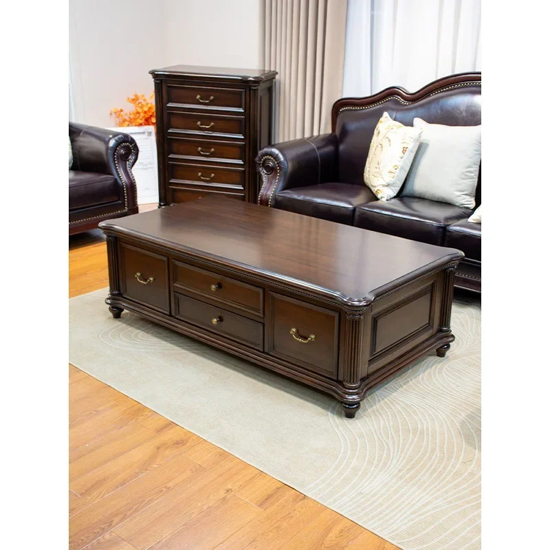 

American retro all-solid wood large apartment coffee table atmosphere living room home high-end TV cabinet combination