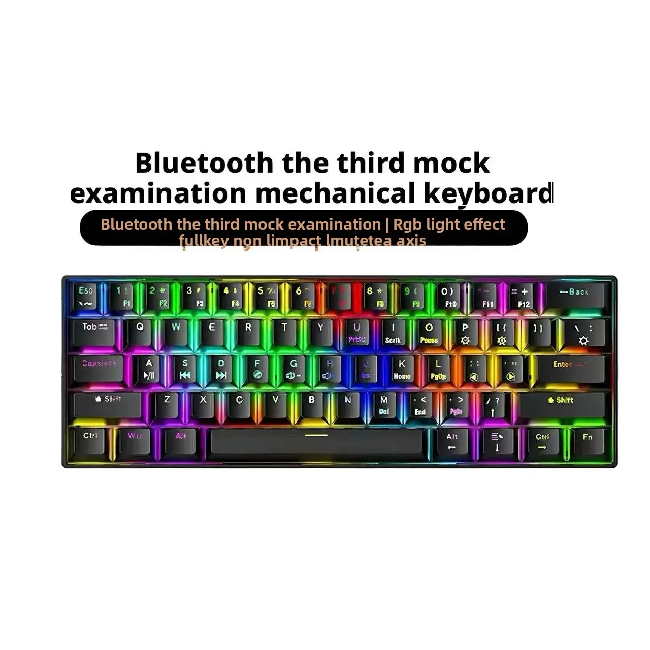 61-Key RGB Backlit Tri-Mode Bluetooth Mechanical Keyboard Dust-Proof Hot-Swappable Wireless Gaming & Office Keyboard for Esports